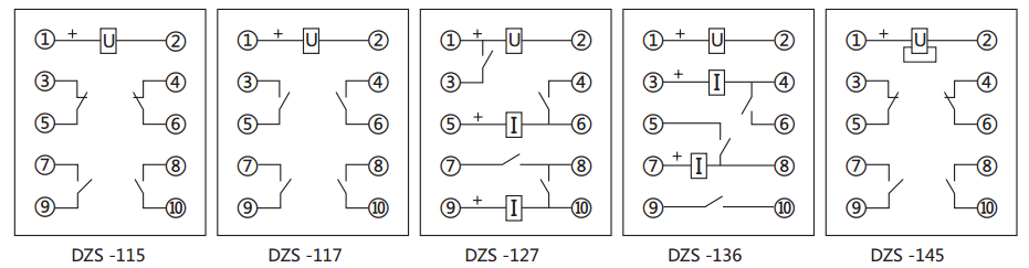 DZS-117延時中間繼電器內部接線圖及外引接線圖
